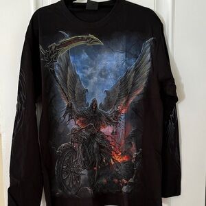 Vintage Spiral Direct Men's Black Graphic Long Sleeve Shirt large New